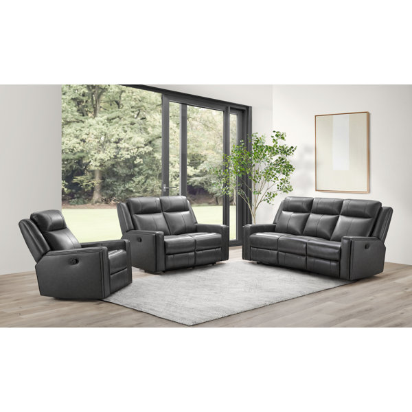 Hokku Designs Albertas 3 Piece Leather Living Room Set Wayfair